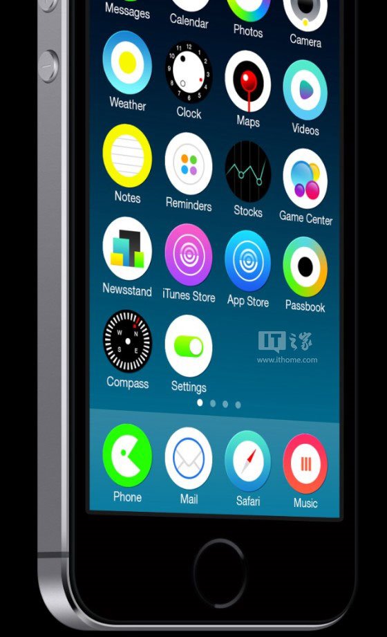 苹果iOS7概念设计：扁扁圆圆的App图标