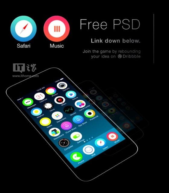 苹果iOS7概念设计：扁扁圆圆的App图标